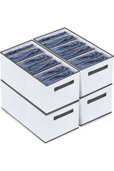 COOYA Wardrobe Clothes Organizer,Jeans Organizer for Closet,Folded and Stand Up Storage Box,for Bedroom
