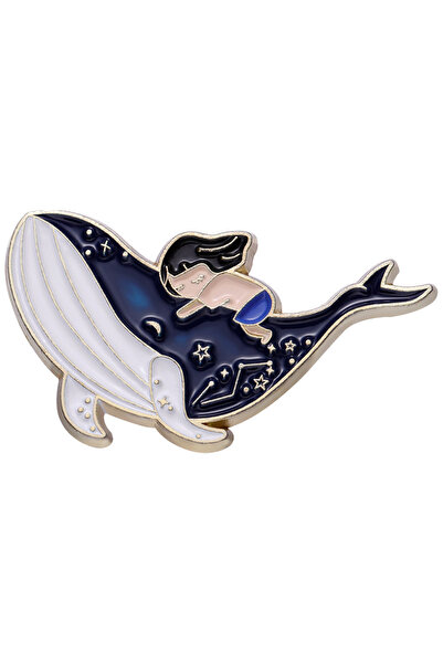 Choice دبابيس بروشيه مطلية بالزنك الأزرق على شكل حوت وفتاة، دبابيس طية صدر ال...