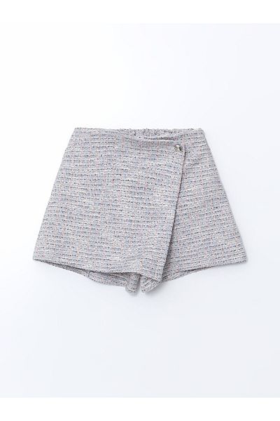 LC Waikiki Lcw Kids Gray Elastic Waist Tweed Girls Shorts Skirt