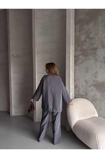 Ekim Store Set de pantaloni cămașă modal cu cravată