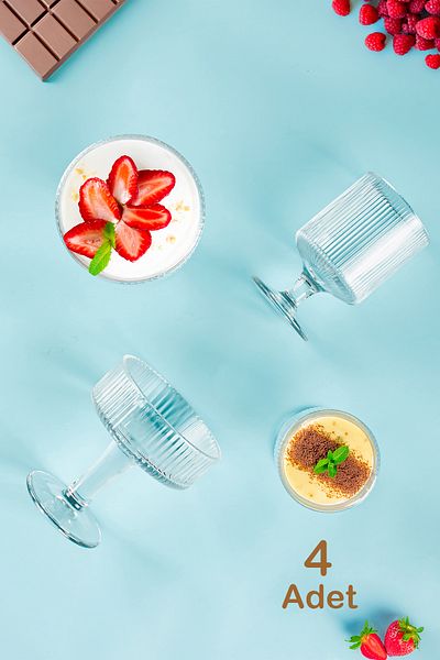 Porsima 4-Legged Glass Ice Cream and Magnolia Bowl Sugar Bowl Snack Bowl Presentation Bowl 150ml - 250ml