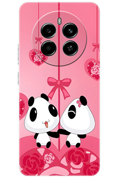realme 12 4G (RMX3871) Uyumlu Kılıf Desen Baskılı Silikon Sevimli Pandalar ST...