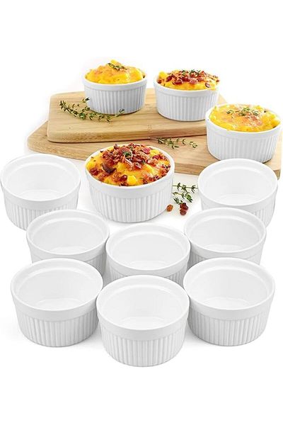 AKDC 8oz Porcelain Ramekins (Set of 12) – Oven Safe for Soufflé, Custard, Pudding, Desserts & Dips