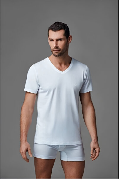 Dagi White 2-Piece V-Neck Men's Undershirt