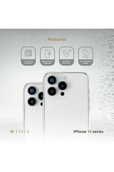 Levelo جراب كلارا شفاف لهاتف iPhone 16 Pro - شفاف