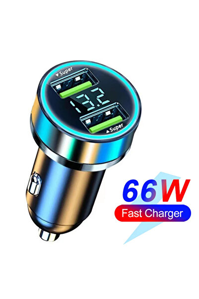 Choice 2 Port Volt display 66-250W PD Car Charger QC3.0 Fast Charge One to Si...