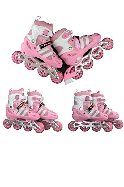 OyuncakZade Pink Light Adjustable Practice Beginner Skates Economical Skates