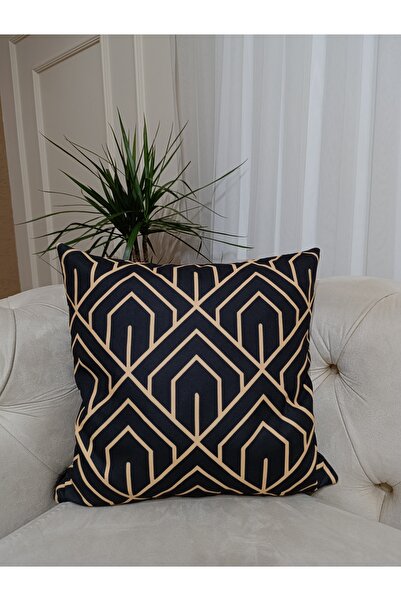 Home Gold Line Patterned Throw Pillow Cover |   Double Sided Digital Printed ...
