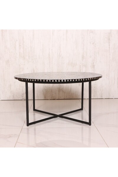 Mylamp Boğaziçi Sedefli Demir Ayaklı Sehpa 82x47 cm