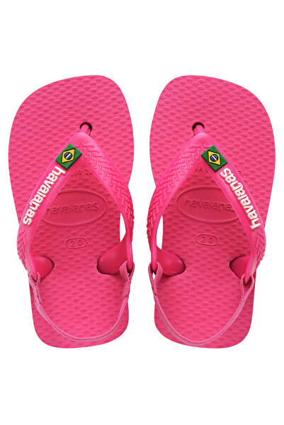 Havaianas شبشب أطفال بشعار Baby Brasil II باللون الوردي/الأبيض