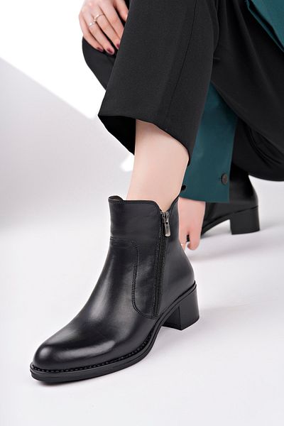 Deripabuc Genuine Leather Black Women's Leather Boots Trc-W034
