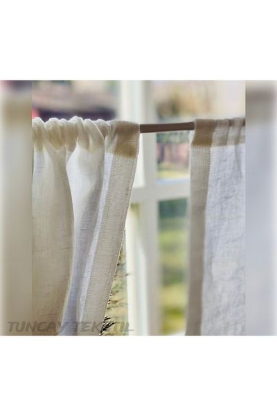 TUNCAY TEKSTİL Natural Authentic Plain Linen Basement Linen Short Inside Cabinet Linen Curtain