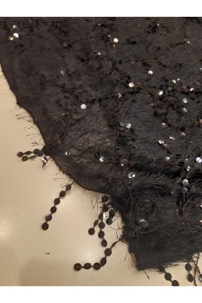 Safir Kumaş Püsküllü ve Pul Saçaklı Yumuşacık Abiyelik Dantel 2.5 Metre