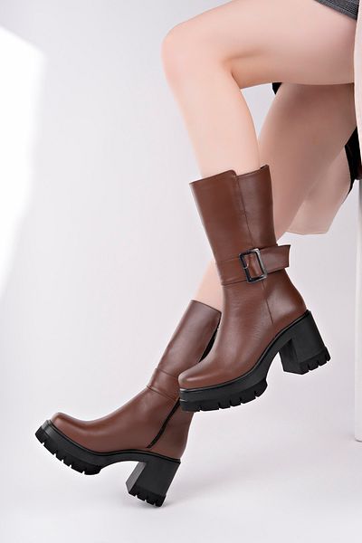 Deripabuc Genuine Leather Brown Women's Leather Boots Dp73-5000