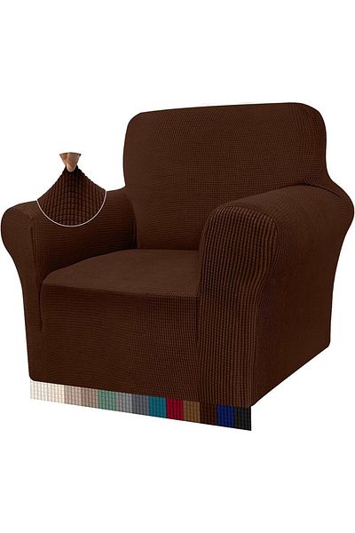 HANİDAN Lycra Stretch Elastic Flexible Washable Square Pattern Single Seater Denim Cover Seat Cover