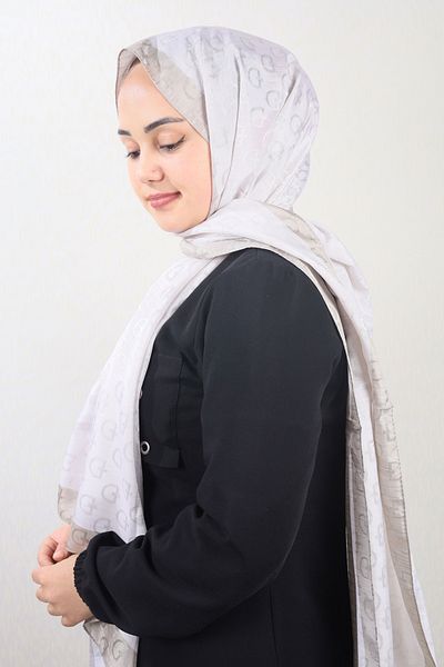 Bonjela Şal cu monogramă cu dungi cu model - Model-01 - Culoare-14