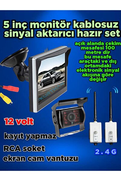 Twogo 5 MONİTÖR KABLOSUZ GÖRÜNTÜ AKTARICI BUS KAMERA SETİ 12 VOLT KAYIT YAPMAZ