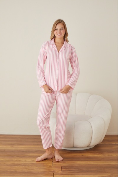 CALİA Μπροστινό πουκάμισο με κουμπιά Μοντέλο Γυναικεία Πιτζάμα Σετ Suede Ύφασμα