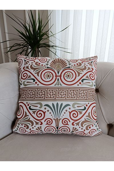 Home Bohemian Beige Pattern Throw Pillow Cover - Double Side Digital Print, Micro Honeycomb Fabric M2