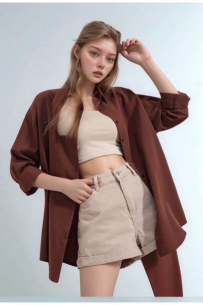 OlaLady Γυναικείο μακρύ πουκάμισο Oversize