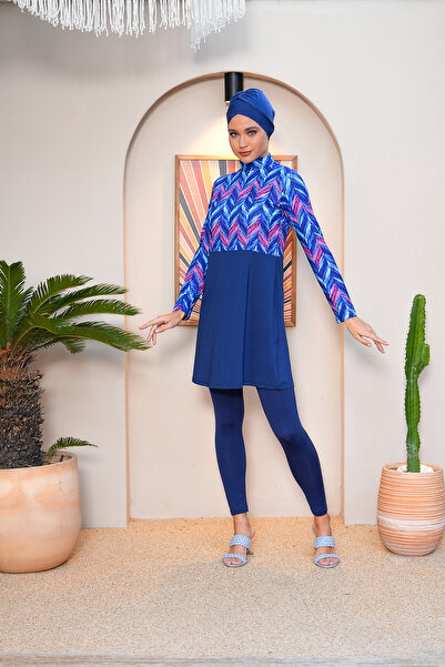 SEBOTEKS Digital Printed Tights Closed Hijab Swimsuit 3752