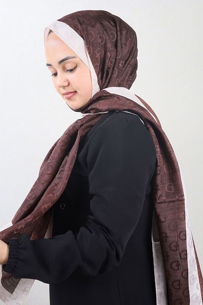 Bonjela Şal cu monogramă cu dungi cu model - Model-01 - Culoare-19