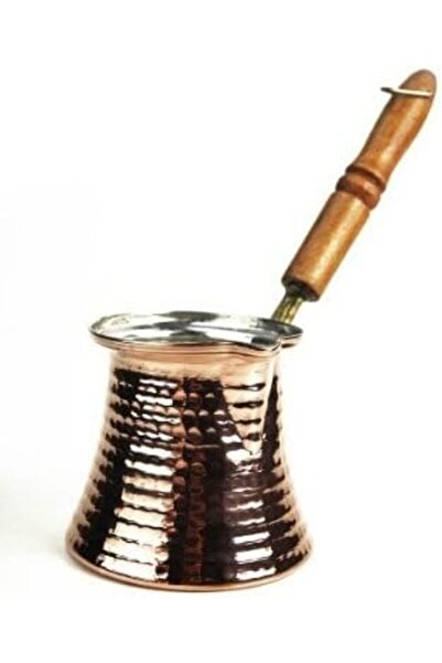 Elista وعاء قهوة نحاسي بمقبض خشبي لشخصين