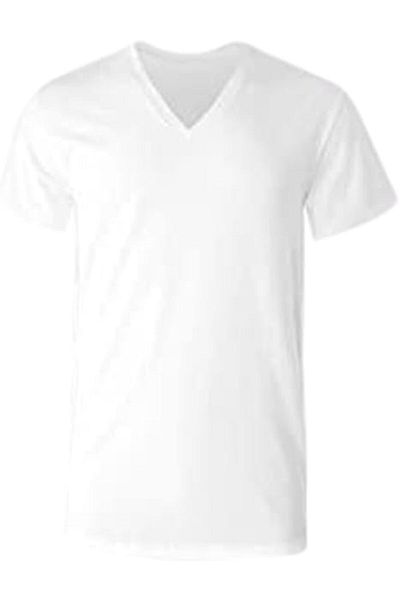 HANES V- Neck T-Shirt Mens Hanes 4Pcs White
