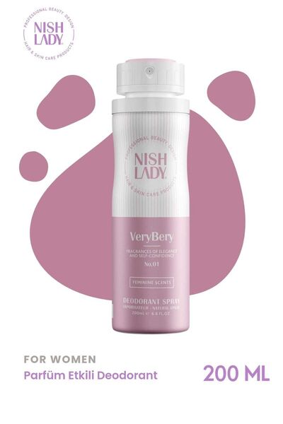NISHLADY Kadın Sprey Deodorant 21 Saat Etkili Koruma - Verybery - 200ml