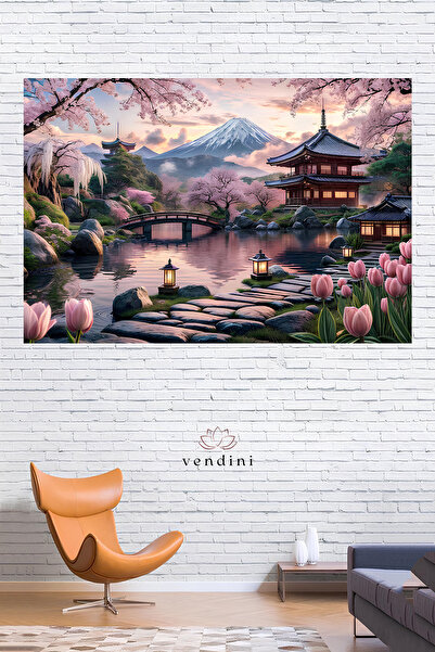 Vendini Japon Bahçesi  Duvar Halısı Duvar Örtüsü Wall Tapestry