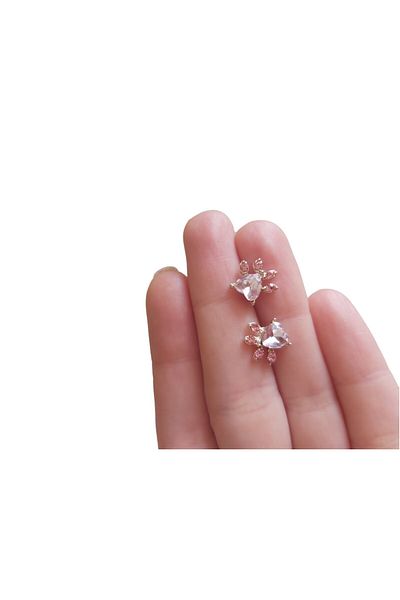 Eva Flore Pink Cat Paw Nails Earrings