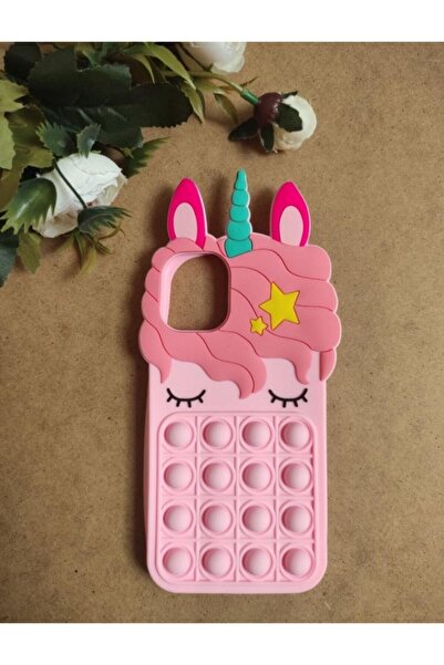 Aksesuarda Moda Iphone 12 ve 12 Pro Uyumlu Unicorn Popit Hamur Kılıf