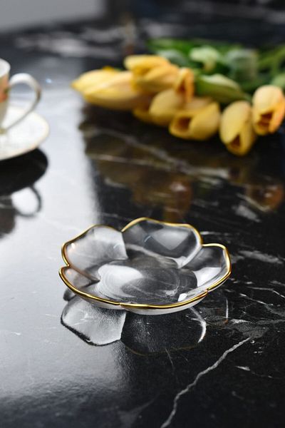 Wow Home Mini Gold Gilded 6 Pieces Round Glass Sauce Bowl Turkish Delight Bowl Set