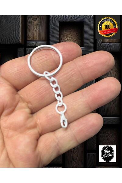 Flea Market Özel üretim BEYAZ Renkli Zincirli Anahtarlık Halkası - ( 20 Adet ...