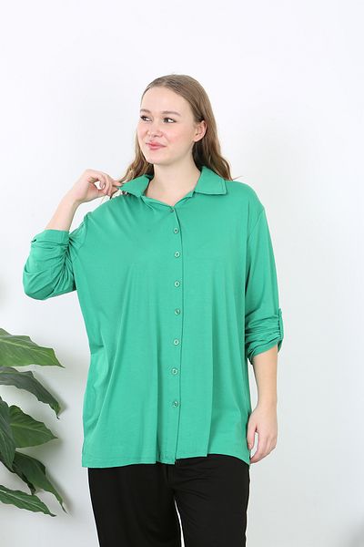 XL Modam Cămașă verde pentru femei de mărime mare