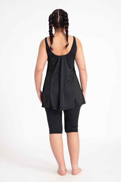 Pemilo Women's 502 Plus Size Striped Tights Dress Swimsuit Black