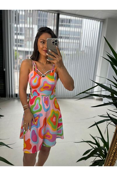 caddstore Pink Color Dress with Strap Mc 5883