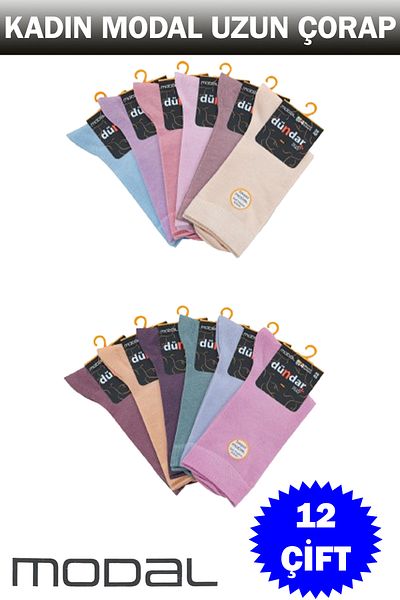 Dündar 4 Season 12 Mixed Color Women's Modal Socks Pack