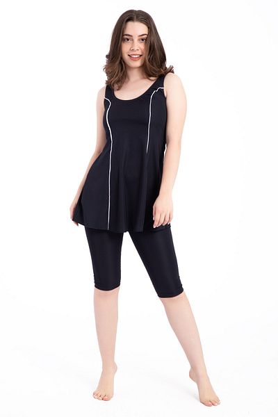 Pemilo Women's 501 Striped Tights Dress Swimsuit Navy Blue