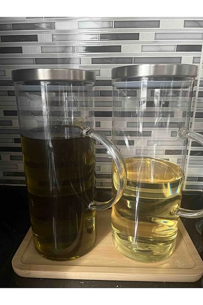 Cherry Collection 1500 ml Borosilicate Oil Pot 2 Pieces, Stand 1 Piece