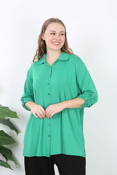 XL Modam Cămașă verde pentru femei de mărime mare