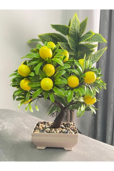 Lineva Dekoratif Yapay Limon Ağacı – Ev & Ofis Masa / Raf Dekoru – 1 Adet