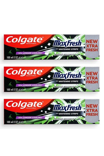 Colgate Max Fresh Bamboo Charcoal With Whitening Strips Toothpaste 100ml X3