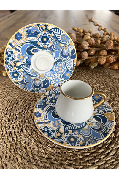 Bener Concept Siena Çiçek Desenli 6 Kişilik 12 Parça Kahve Takımı