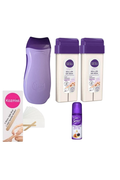 Sesu Ağda Makinesi + 2'li Kartuş Ağda soft 100ml + Ağda Bezi 2,5metre+ Ağda T...