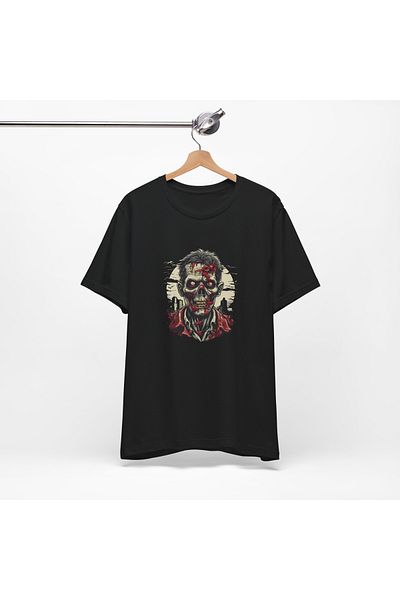 IVART Green Single Zombie Printed -unisex -100% βαμβακερό μαύρο μπλουζάκι με κοντό μανίκι