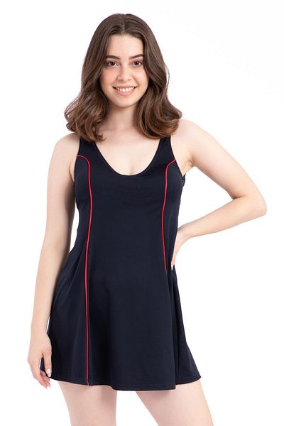 Pemilo Women's 550 Striped Dress Swimsuit Navy Blue