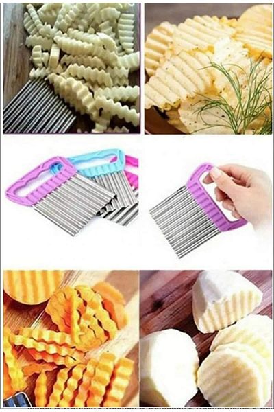 Milena Life Stainless Steel Blade - Shaped Vegetable and Fruit Potato Slicer, 2 Pcs