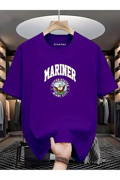 BENROMA 1 προϊόν για αγορές 6 και άνω Δώρο Mariner United States Miami City Printed Oversize T-shirt