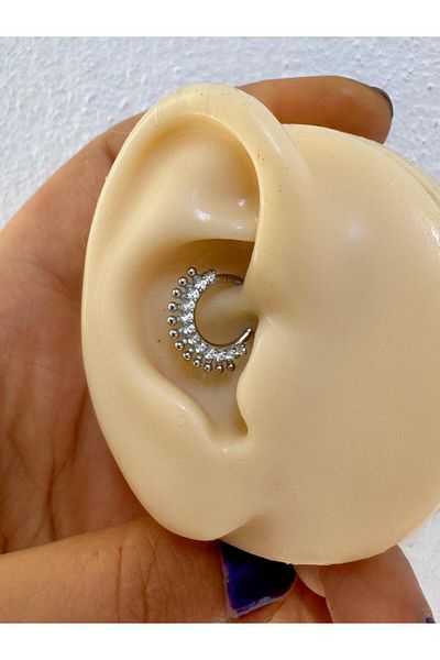 Arescollection التيتانيوم الزركون حجر Daith الحاجز الدائري ثقب 1 قطعة